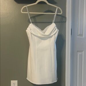 Meshki Pearl-Trimmed White Mini Dress